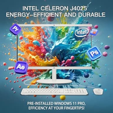 HP All-in-One Desktop Computer - 21.5" Full HD Anti-Glare Display | Intel Celeron J4025 | for Everyday Use | Mouse & Keyboard | 32GB RAM 1TB SSD | Win 11 Pro | w/Accessories - Image 3