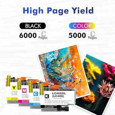 LC406 LC406XL Ink Cartridges for Brother Printer 406XL LC 406 XL for MFC-J4335DW MFC-J5855DW MFC-J6555DW MFC-J4535DW MFC-J6955DW MFC-J4345DW MFC-J5955DW - 4 Pack High Yields Black Cyan Magenta Yellow - Image 3