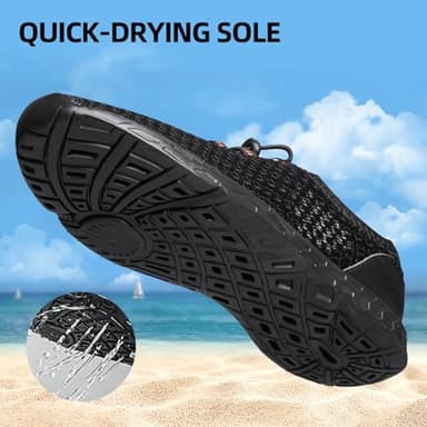 DOUSSPRT Men's Water Shoes Quick Drying Sports Aqua Shoes AllBlack Size 10 - Image 3