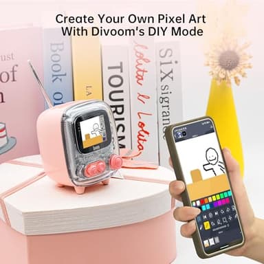 Divoom Tiivoo-2 Retro Bluetooth Speaker with FM Radio,Pixel Art Portable Mini Cute Wireless Small Speaker,Vintage Decor Suitable for Party Office Desk Home Bedroom Kitchen,Gifts for Women Men,Pink - Image 4