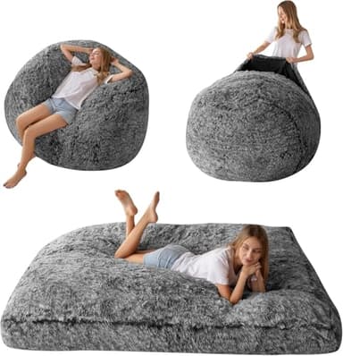 MAXYOYO Giant Bean Bag Chair Bed for Adults, Convertible Beanbag Folds from Lazy Chair to Floor Mattress Bed, Large Floor Sofa Couch, High-Density Foam Filling, Machine Washable - Image 1