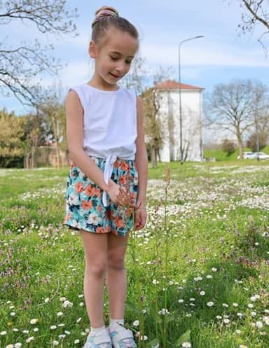 Arshiner Toddler Girls Short Sets Tie Knot Tank Top and Paperbag Waist Shorts Cute Girl Summer Clothing for 2-7 Years - Image 7