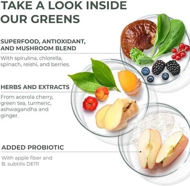 Primal Harvest Super Greens Powder, 30 Servings w/+50 Greens Superfood Chlorella, Probiotics, Green Tea, Wheatgrass, Kale, Turmeric for Energy,Primal Greens - Image 5