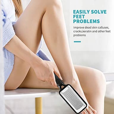 Fu Store 2 Pack Foot Files Callus Remover Stainless Steel Foot Rasp and Dual Sided Feet File Professional Scrubber Pedicure Tools Premium for Feet Care Remove Hard Skin - Image 4