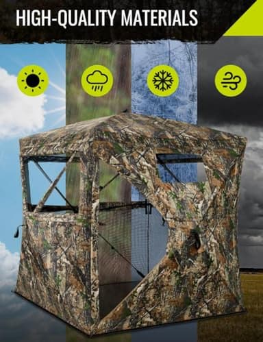 TIDEWE Hunting Blind 270°See Through with Carrying Bag, 1-2 Person Pop Up Ground Blinds, Portable Resilient Hunting Tent (Forest Fade Camo) - Image 7