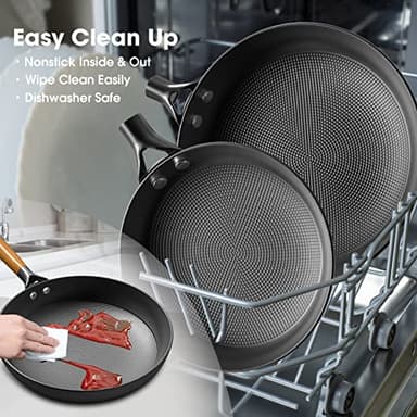 imarku Frying Pan Set - 10 &12inch Pot Set with Removable Handle Honeycomb Cast Iron Skillets, Large Frying Pans Nonstick Dishwasher Safe, Oven Safe Kitchen Pans for Cooking, Best Gifts for Women/Men - Image 6