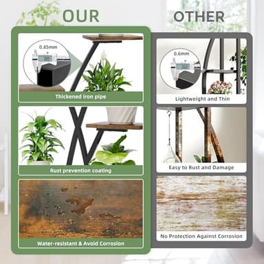 EVAWOO Plant Stand Indoor with Grow Lights - 7 Tier Indoor Plant Shelf, 42" Corner Plant Stands for Indoor Plants, Tree-Shaped Plant Rack for Living Room, Balcony, Black - Image 7