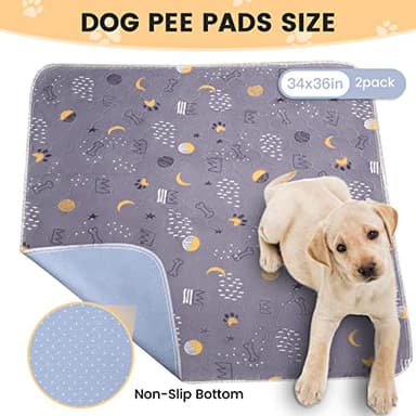 UPSKY Washable Pee Pads for Dogs 2 Pack 34" x 36" Reusable Puppy Pads Waterproof Pet Training Pads, Non-Slip Dog Mats Fast Absorbent Whelping Pads for Playpen, Potty, Crate, Bed - Image 2