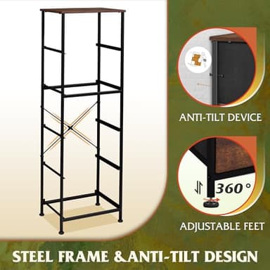 WLIVE Fabric Dresser, 5-Drawer Tall Dresser for Bedroom, Storage Organizer with Fabric Bins, Wood Top, Sturdy Steel Frame, Chest of Drawers for Closet, Hallway, Rustic Brown Wood Grain Print - Image 6