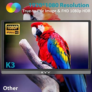 KYY Portable Monitor 15.6inch 1080P FHD USB-C, HDMI Computer Display HDR IPS Gaming Monitor w/Premium Smart Cover & Screen Protector, Speakers, for Laptop PC MAC Phone PS4 Xbox Switch - Image 2