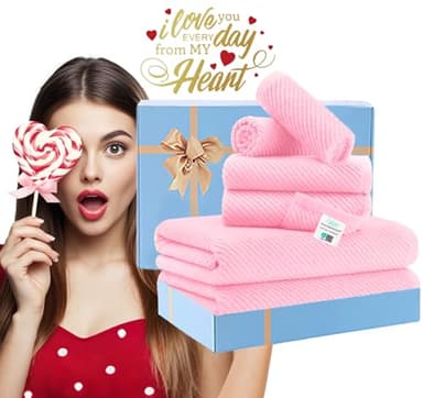 Pink Towels - 100% Cotton, Soft, Quick Dry, Lightweight, Towel Set of 6, 2 Large Bath 30" x 56", 2 Hand 18" x 28", 2 Washcloths 13" x 13", Pink Towels Bathroom Sets, Luxury Towel Gift Set - Image 6