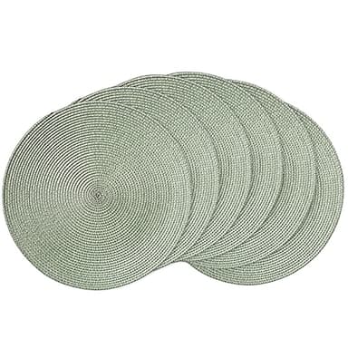 AHHFSMEI Round Braided Placemats 15 Inch Round Table Mats for Dining Tables Natural Woven Heat Resistant Place mats Set of 6 (Sage Green) - Image 1