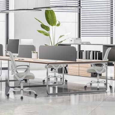 Sweetcrispy Office Computer Desk Managerial Executive Chair, Ergonomic Mid-Back Mesh Rolling Work Swivel Chairs with Wheels, Comfortable Lumbar Support, Comfy Arms for Home,Bedroom,Study,Student,Grey - Image 2