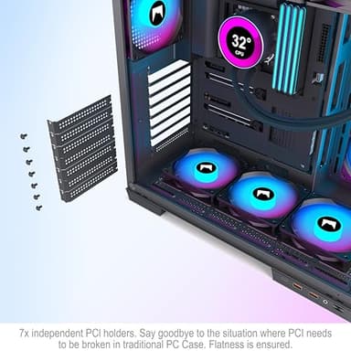 HYXN H1 HYXN ATX PC Case - Pre-Installed with 7 PWM ARGB Fans - Dual Cavity Mid-Tower PC Gaming Case - with Type-C - Can Hold up to 3X 360mm heatsinks simultaneously (Black, H1) - Image 12