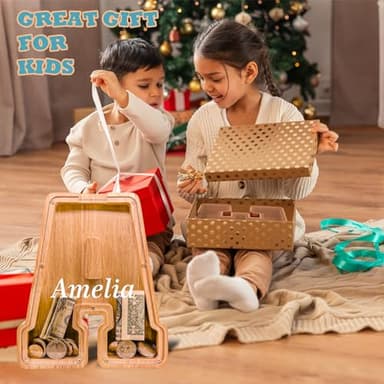 JOOMLAFLY Wooden Letter Piggy Bank for Kids Larger Letter Piggy Bank for Boys and Girls Personalized Piggy Bank Initial Coin Bank Wood Kids Money Bank for Birthday and Festival - Image 7