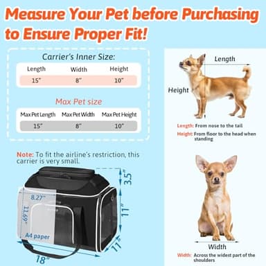 Petskd Top-Expandable Pet Carrier with Wheels 18x11x11 Inches Delta American United Airline Approved, Soft-Sided Carrier for Small Cats Dogs with Locking Safety Zippers and Anti-Scratch Mesh(Black) - Image 3