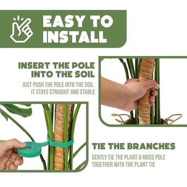 2 Pack 48" and 28'' Bendable Moss Pole Monstera Plant Support for Climbing Indoor Plants - Stakes for Potted Climbers - Tall Sticks Indoor Trellis for Houseplants - Accessories for Monstera Pot - Image 6