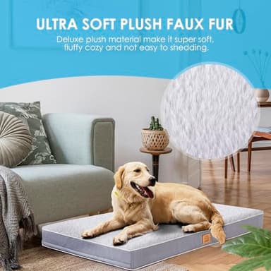 Orthopedic Dog Bed for Extra Large Dogs, XXL Waterproof Deluxe Plush Dog Crate Bed with Removable Washable Cover & Anti-Slip Bottom, Egg Crate Foam Pet Bed Mat, 44 x 32 Inches, Silver Grey - Image 6