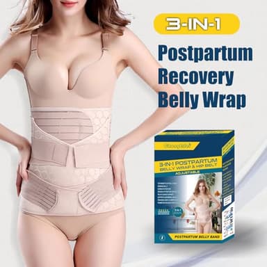 ChongErfei 3 in 1 Postpartum Support - Recovery Belly/waist/pelvis Belt Shapewear Slimming Girdle, Beige, L For Posture Correction - Image 2