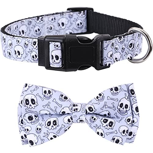 Halloween Dog Collar with Removable Cute Bow Tie Adjustable Pet Collars Medium - Image 1