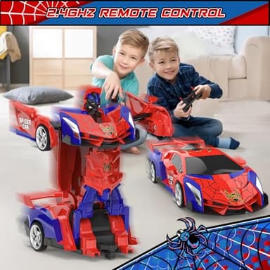 BLUEJAY Transform Rc Cars for Boys 4-7 8-12, 2.4Ghz Remote Control Car 1:18 Scale Transforming Robot, One-Button Deformation 360° Rotation Car Toy Gifts for Boys 3-5 - Image 3