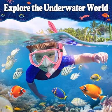 Kids Snorkel Set for Age 4-14 - Dry Top Snorkeling Gear for Kids Junior & Youth - Childs Diving Mask with Big Eyes for Boys Girls - Anti-Fog Snorkeling Mask and Snorkel Set - Image 2