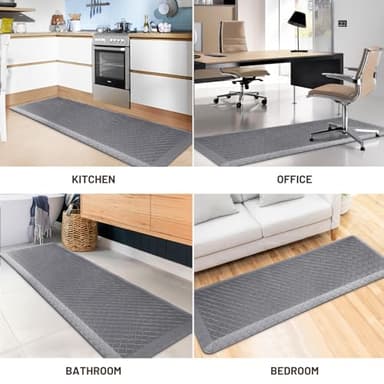 HappyTrends Anti-Fatigue Floor Mat - 4/5 Inch Thick, Waterproof Non-Slip, Heavy Duty Ergonomic Comfort Rug for Kitchen, Office, Sink, Laundry (22"x72", Gray) - Image 7