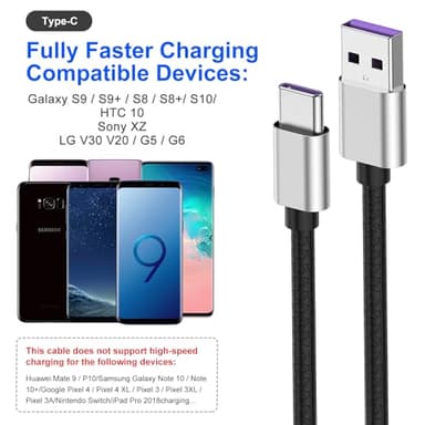 [3Pack 6ft]Usb A to Usb Type C Charging Cable Compatible with Samsung Galaxy S10 S9 Plus Charger C Cord(3A Fast Charging),TPE Usbc Carplay Cord for iPhone 17 16 15 Pro Max Samsung A32/A12/A10e/A20/A51 - Image 6