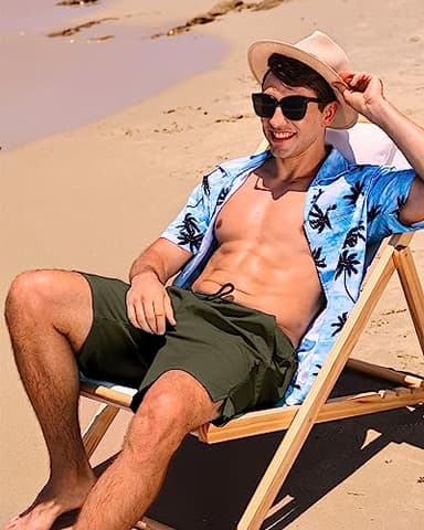 difficort Mens Swim Trunks Quick Dry Bathing Suit 9 inch Inseam Board Shorts with Compression Liner and Zipper Pocket,Army Green,Large - Image 2