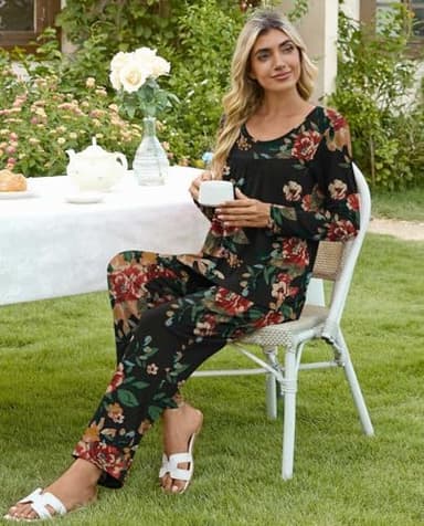 POPYOUNG Womens Pajama Set 2 Pieces Fall Long Sleeve Pjs Winter Ladies Pajamas Lounge Sleepwear with Pockets - Image 5