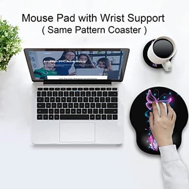 Ergonomic Mouse Pad with Wrist Support Rest,Large Mousepad Gel Wrist Rest, with Coaster Non-Slip & Pain Relief for Computer, Desk, Home&Office-Purple Butterflies - Image 7