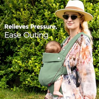 Momcozy Baby Carrier with Natural Cotton Linen, Built to Last, Ergonomic Design, 7-44lbs for Infant and Toddler, Lightweight and Comfortable, Hands-Free for Moms&Dads, Sage Green - Image 5