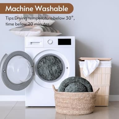 JOLLYVOGUE Calming Dog & Cat Bed for Large Dogs, Anti-Anxiety Donut Cuddler Cozy Soft Round Bed with Anti-Slip Bottom, Fluffy Faux Fur Plush Cushion Beds for Medium Dogs (36") - Image 5