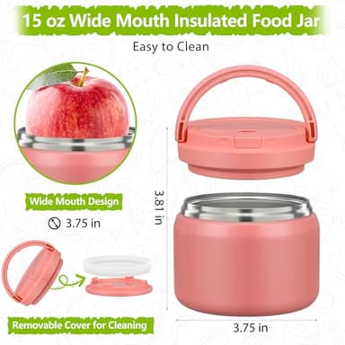 14oz Thermo Food Jar for Kids,Insulated Vacuum Food Jar for Hot & Cold Leak Proof Lunch Container Stainless Steel Wide Mouth Soup for School Travel - Image 4