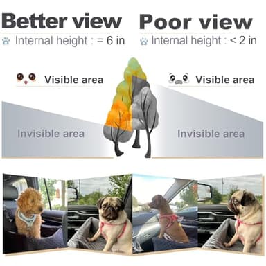 Youvee Dog Booster Car Seat,Interior Height 6 Inches Elevated Pet Car Seat for Small Dog up to 30 lbs,for car Front/Back,Comfortable,Storage Pocket(View Ⅰ-Black Outside Brown Inside) - Image 6