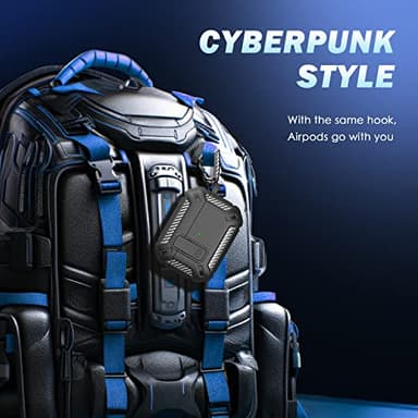 RFUNGUANGO for AirPods Pro Case Cover with Cleaner Kit, Military Hard Shell Protective Armor with Lock for AirPod Pro Charging Case, Front LED Visible,Black - Image 7