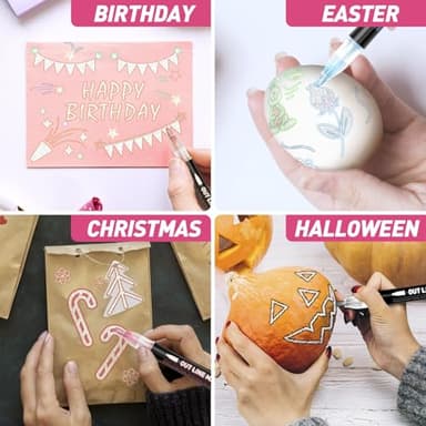 Stocking Stuffers for Kids, Outline Glitter Markers, Stocking Stuffers for Teen Girl Gifts Trendy Stuff, 12 Shimmer Markers Outline Pens for Art Supplies for Kids 9-12, Gifts for 4-12 Year Old Girls - Image 3