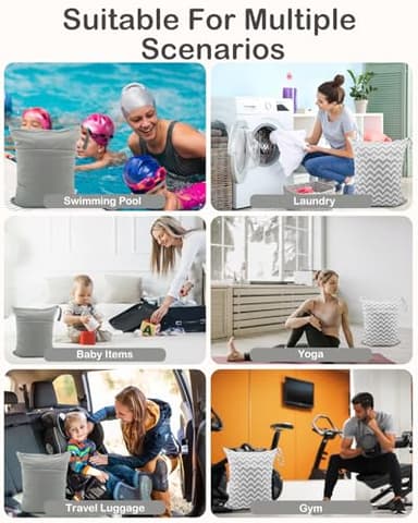 ALVABABY 2pcs Cloth Diaper Wet Dry Bags Waterproof Reusable with Two Zippered Pockets Travel Beach Pool Daycare Soiled Baby Items Yoga Gym Bag for Swimsuits or Wet Clothes L2933 - Image 8