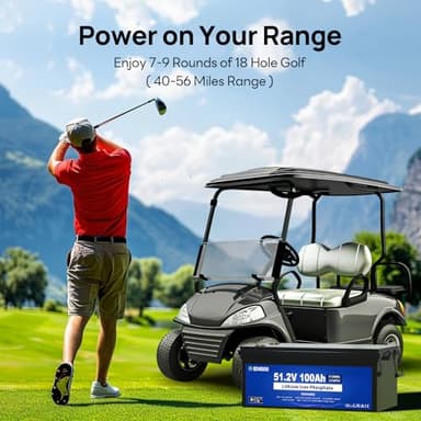 DC HOUSE 48V 100Ah Lithium Golf Cart Battery, Lifepo4 Battery with 48V 18A Lithium Batteries Charger, Built-in Smart 200A BMS, LCD Monitor & Mobile APP, Peak Current 700A (ABS Case) - Image 9