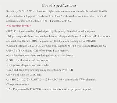 Pico 2 W with Color Pre-Soldered Header Compatible with Raspberry Pi Pico 2 W Microcontroller Board, 2.4GHz 802.11n Wireless LAN WIFI4 and Bluetooth 5.2, Based on RP2350 Dual-Core& Dual-Architecture - Image 4