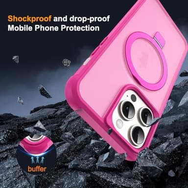 SKYLMW Compatible with iPhone 11 Pro Max Case with Invisible Magnetic O-Ring Stand Military-Grade Translucent Case for iPhone 11 ProMax 6.5" [Compatible with MagSafe][Great Grip Feeling], Rose - Image 7