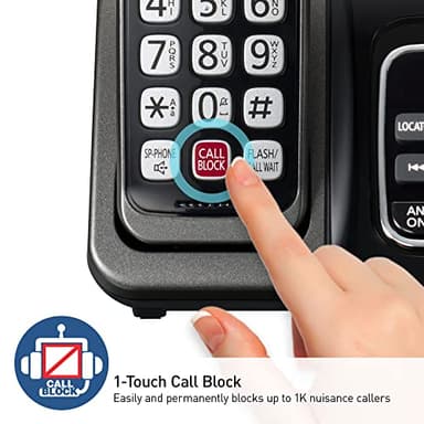 Panasonic Cordless Phone with Answering Machine, Advanced Call Block, Bilingual Caller ID and Easy to Read High-Contrast Display, Expandable System with 2 Handsets - KX-TGD832M (Metallic Black) - Image 3