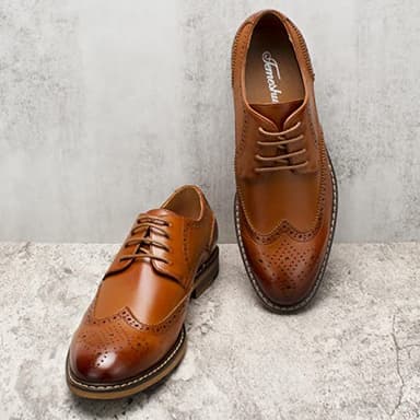 Temeshu Men's Dress Shoes Casual Oxford Shoes Business Formal Shoes DS09 Brown 13 - Image 2