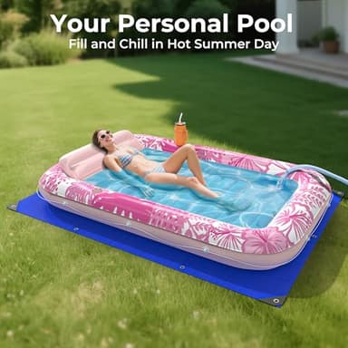 Inflatable Tanning Pool Lounger Float with Protection Tarp, 85" x 57" Pool Floats Adult with Pillow, 6 in 1 Suntan Tub Raft Floatie, Sunbathing Water Bed Lounge Blow Up Kids Ball Pit Party Gifts-Pink - Image 4