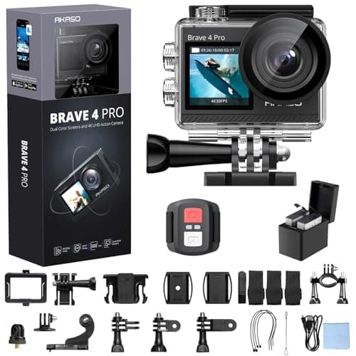 AKASO Brave 4 Pro 4K30FPS Action Camera - 131ft Underwater Camcorder Waterproof Camera with Touch Screen Advanced EIS Remote Control 5X Zoom Underwater Camera Support External Mic - Image 1