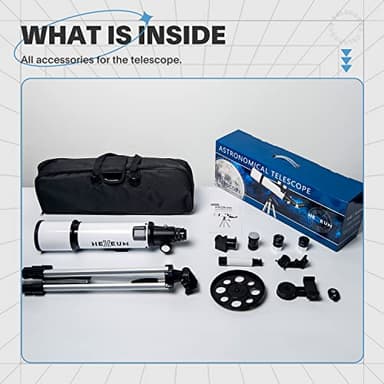 Telescope 80mm Aperture 600mm - Astronomical Portable Refracting Telescopes Fully Multi-Coated High Transmission Coatings AZ Mount with Tripod Phone Adapter, Wireless Control, Carrying Bag. - Image 7