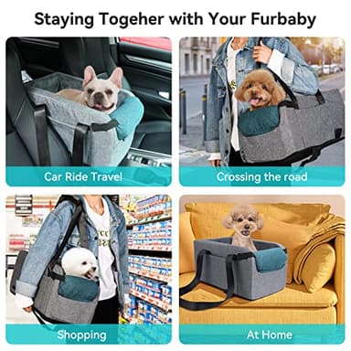 Urijk Dog Car Seat, Dog Booster Seat for Small Dogs, Center Console Dog Seat for Travel Car Ride and Market Shopping, Washing Machine (Gray) - Image 8