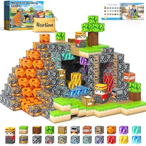 100PCS Magnetic Blocks Building Toys, Gem Cave Adventure Building Craft, Learning Sensory Toys for Boys Girls Age 3-12, Game Gift for Kids Little Gamers (0.8 inch) - Image 1
