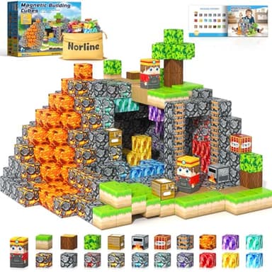 100PCS Magnetic Blocks Building Toys, Gem Cave Adventure Building Craft, Learning Sensory Toys for Boys Girls Age 3-12, Game Gift for Kids Little Gamers (0.8 inch) - Image 1