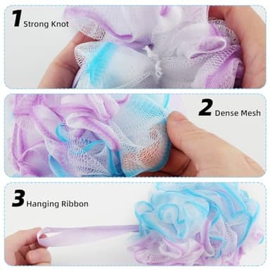 Chuya Bath Sponges Loofahs 70 Grams Large Size,4 Pack Shower Sponge Exfoliating Cleaning Bath Loofa Body Scrubber Balls for Women Men Children Washing - Image 4